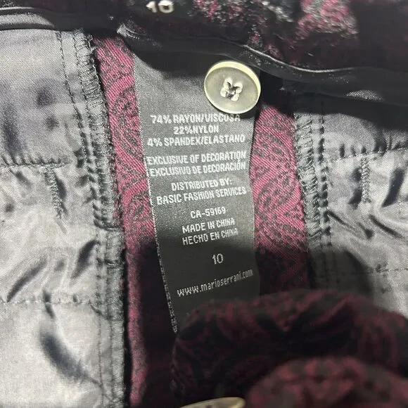Mario Serrani Pants Italy Size 10 Burgundy Chino Ankle Casual Business Womens‎ - Picture 6 of 10